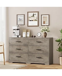 Gaomon 6-Drawer Dresser – Modern Wooden Chest with Metal Handles, Perfect Organizer for Bedroom, Closet, or Living Room.