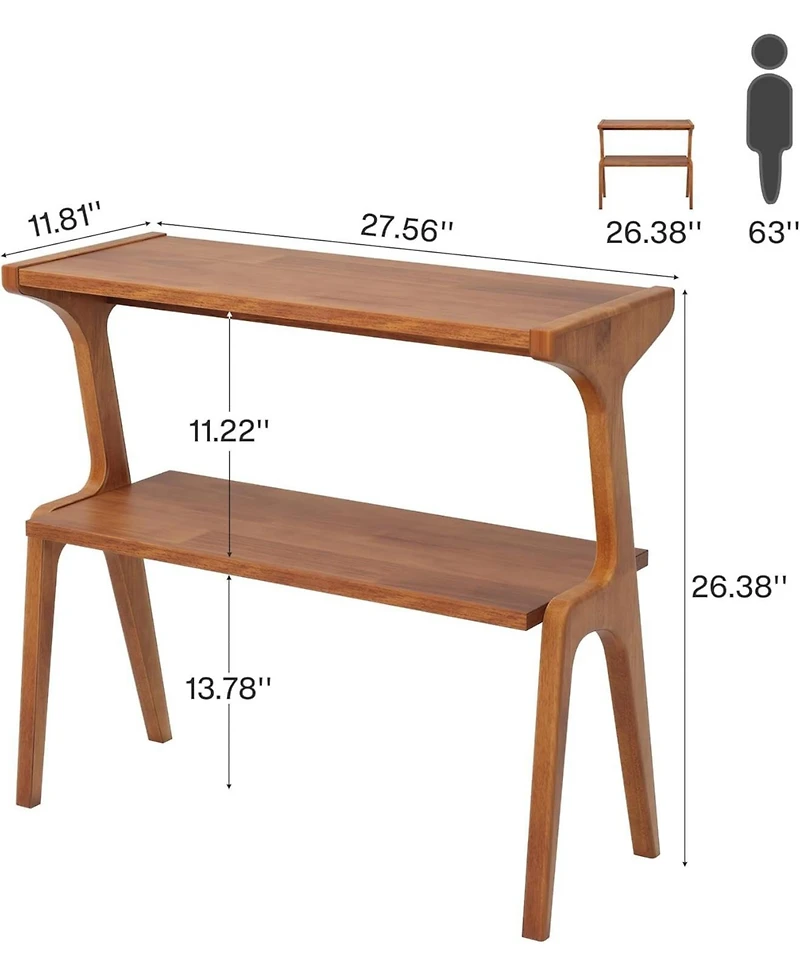 Tribesigns 2-Tier Tall End Table with Storage Shelves, Slim Couch Side Table for Living Room, Narrow Bedside Table