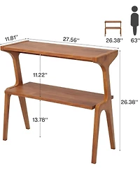 Tribesigns 2-Tier Tall End Table with Storage Shelves, Slim Couch Side Table for Living Room, Narrow Bedside Table