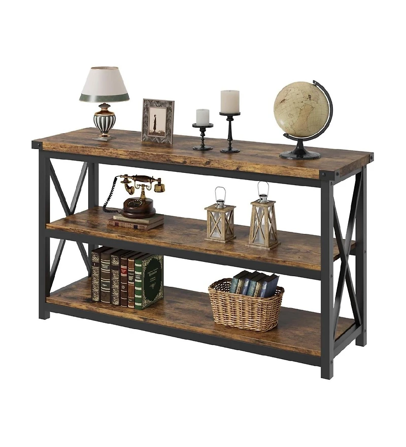 gaomon 47" Long Console Table, 3-Tier Entryway Table with Storage Shelves, Rectangular Sofa Table for Entryway,"dustrial Entry Table for Ent