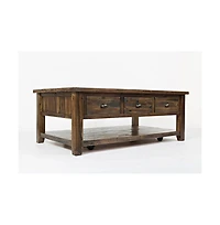 Jofran Artisan's Craft Rustic Farmhouse Distressed Solid Wood Coffee Table