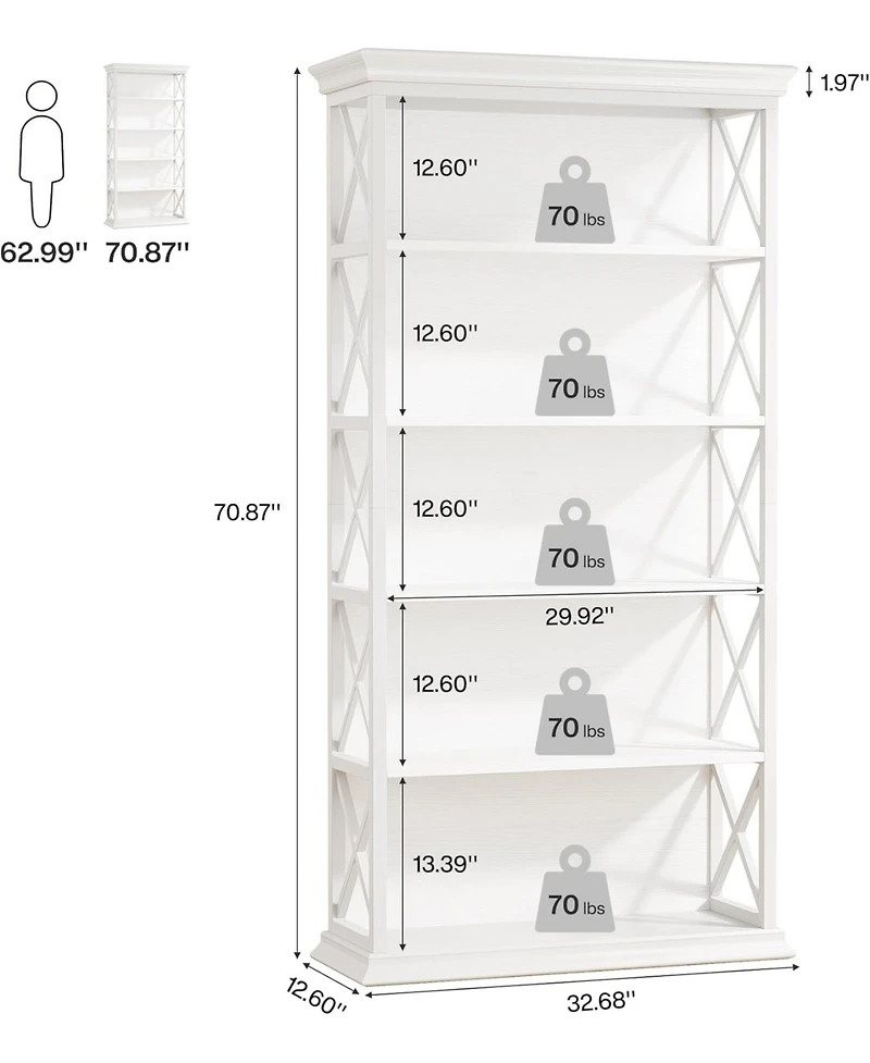 Tribesigns 6-Tier Bookcase Set of 2, 71 Inches Industrial Bookshelves and Bookcases with 5 Shelf Display Storage Shelves