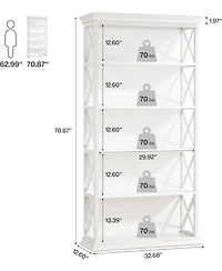 Tribesigns 6-Tier Bookcase Set of 2, 71 Inches Industrial Bookshelves and Bookcases with 5 Shelf Display Storage Shelves