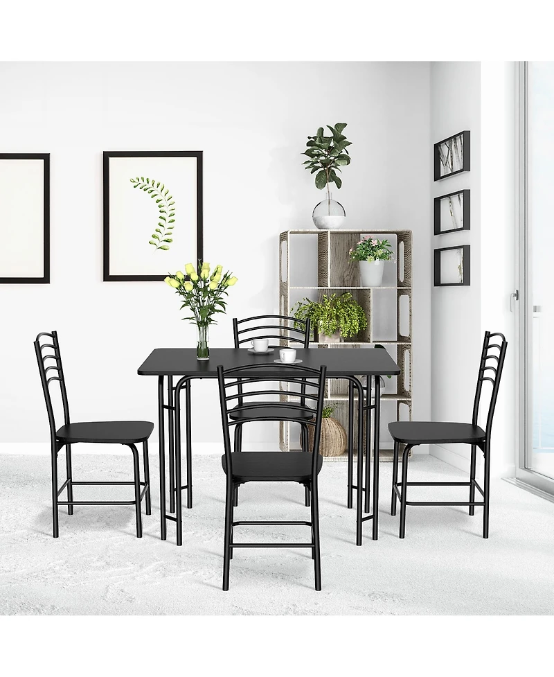 Costway 5 Pcs Modern Dining Table Set 4 Chairs Steel Frame Home Kitchen Furniture