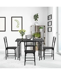 Costway 5 Pcs Modern Dining Table Set 4 Chairs Steel Frame Home Kitchen Furniture
