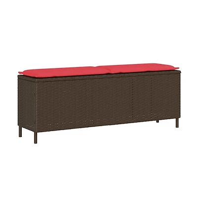 vidaXL Patio Bench with Cushion Brown 43.3"x11.8"x15.9" Poly Rattan
