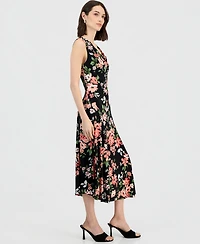 Robbie Bee Women's Draped Cowlneck Sleeveless Midi Dress