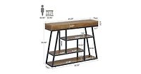 Tribesigns 41.3" Entryway Table, Industrial Narrow Console Sofa Table with 4 Tiers Storage Shelves for Entry, Hallway