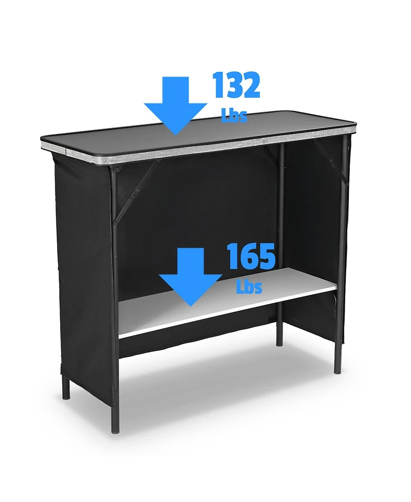 InstaHibit Ez Go Portable Bar Table Shimmer Decor with Carry Bag Black Skirt for Wedding Camping Tradeshow Party
