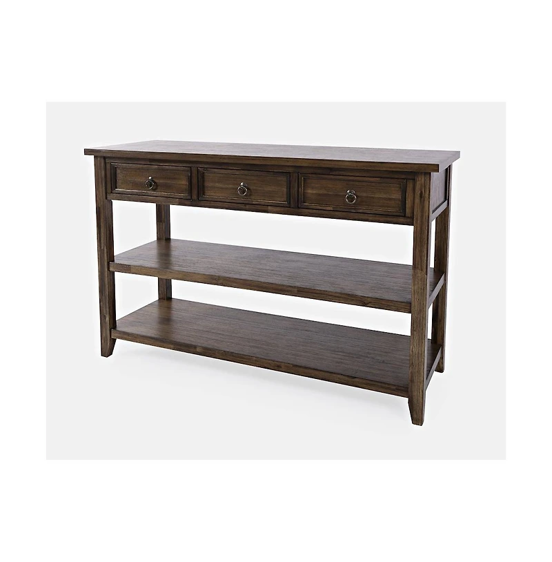 Jofran Bakersfield Mission Style Sofa Table with Three Drawers