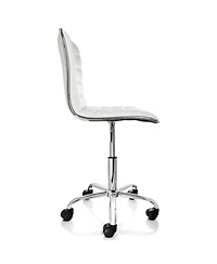 Elama Faux Leather Adjustable Rolling Office Chair in White