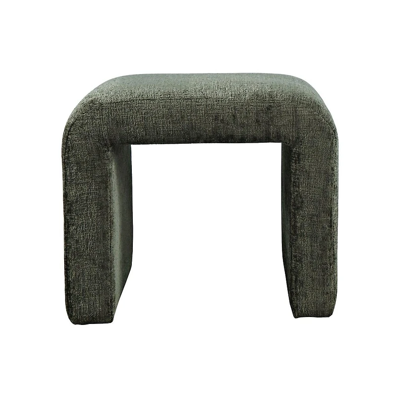 Jofran Modern Curved Upholstered Waterfall Jacquard Petite Ottoman Bench
