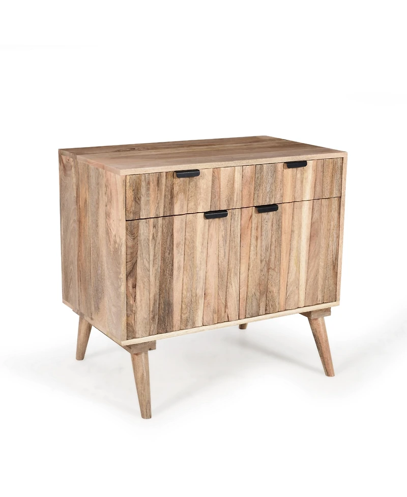 Lovmor Natural Mango Wood Furniture with Smart Storage Drawers Dual Cabinets and Safety Restraint System