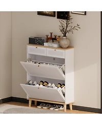 Lovmor Slim Flip Door Shoe Cabinet 12-20 Pairs Mdf Entryway Storage