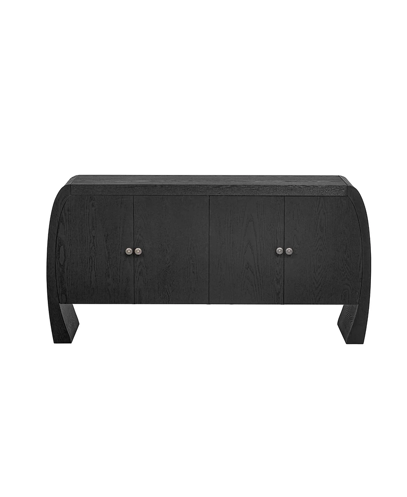 Lovmor Elegant Ash Veneer Storage Cabinet with Antique Brass Handles