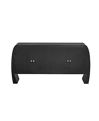 Lovmor Elegant Ash Veneer Storage Cabinet with Antique Brass Handles