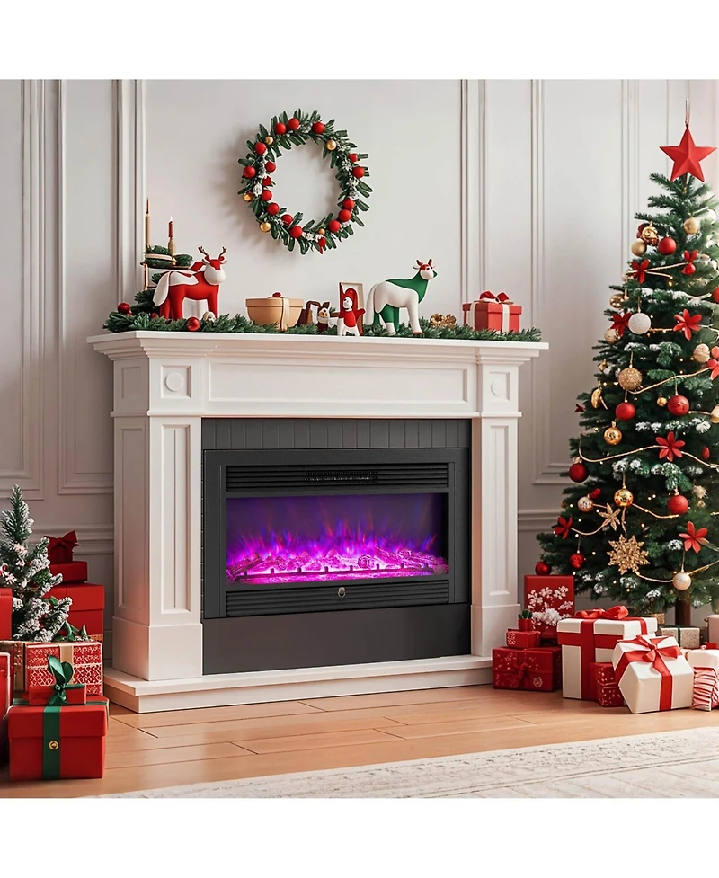 36" Electric Fireplace Insert 1500W Recessed Fireplace Heaterwith Remote Control