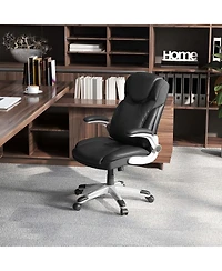 Ergonomic Office Chair Pu Leather Executive Swivel with Flip-up Armrests