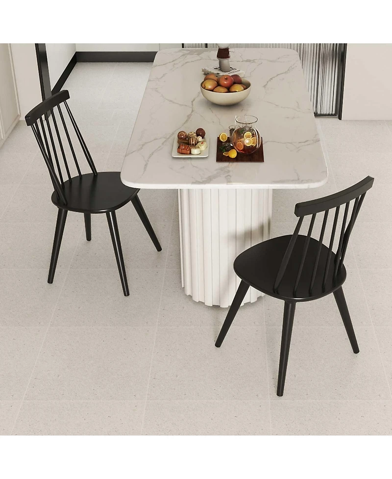 Gymax Windsor Dining Chairs Set of w/Rubber Wood Frame High Spindle Back for Home