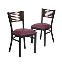 Emma+Oliver 2 Pack Decorative Slat Back Metal Restaurant Chair