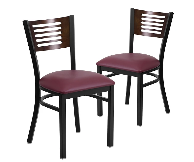 Emma+Oliver 2 Pack Decorative Slat Back Metal Restaurant Chair