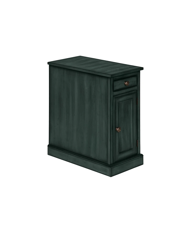 Lovmor Accent Table, End, Side Table, Nightstand, Narrow, Bedroom, Lamp, Storage Drawer, Antique Blue Veneer, Traditional