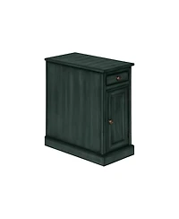 Lovmor Accent Table, End, Side Table, Nightstand, Narrow, Bedroom, Lamp, Storage Drawer, Antique Blue Veneer, Traditional