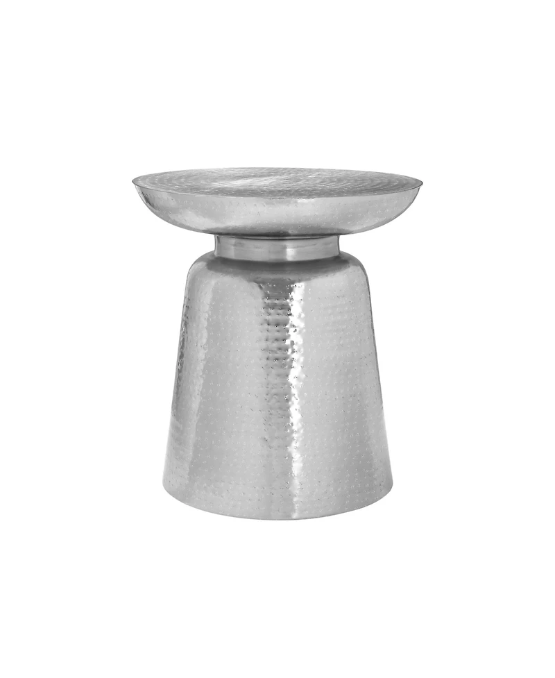 Lovmor Chrome Drum Accent Table – Modern Side/End Table for Living Room or Bedroom