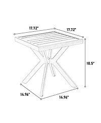 Lovmor Cast Aluminum Outdoor Side Table, Rust & Uv Resistant, Antique Cross-Weave Design, Durable Patio End Table