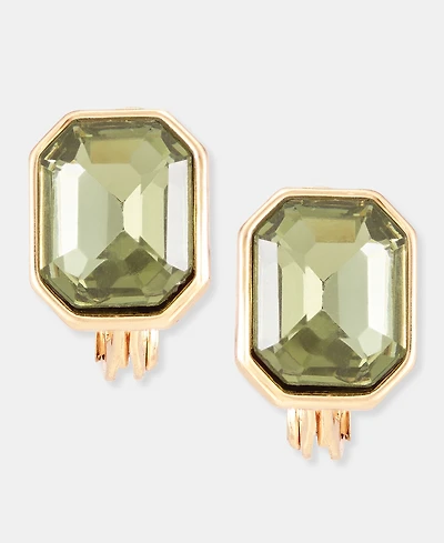 Anne Klein Emerald-Cut Stone Clip-On Button Earrings