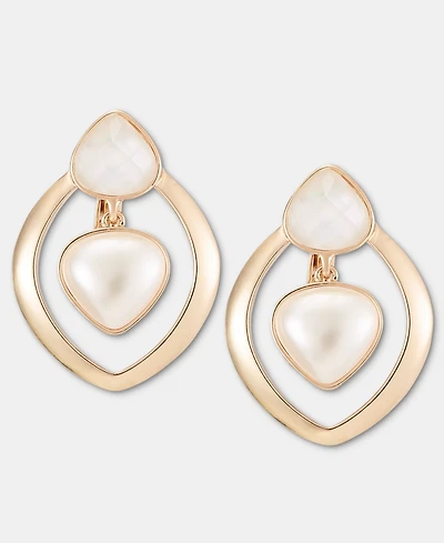 Anne Klein Stone & Mother-of-Pearl Clip-On Drop Earrings