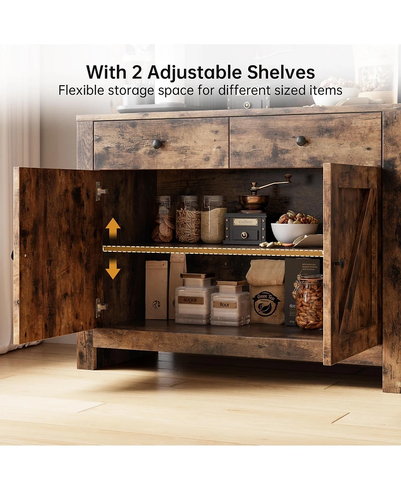 gaomon Kitchen Pantry Storage Cabinet, Freestanding Hutch Cabinet with Buffet Cupboard, Tall Cabinets Adjustable Shelves