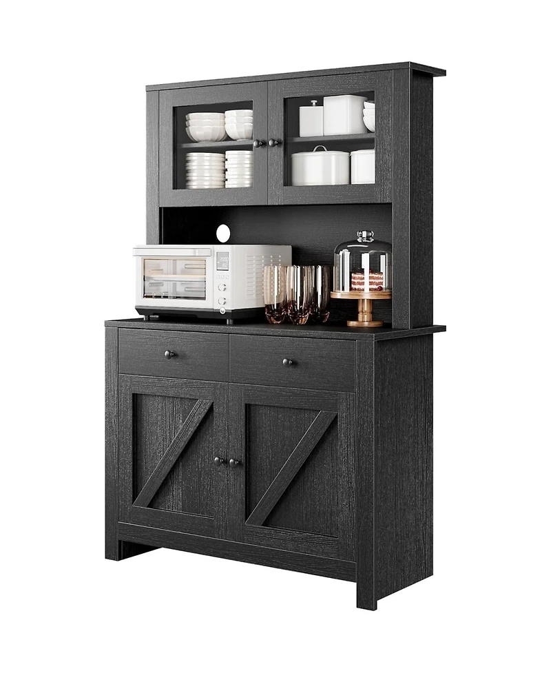 gaomon Kitchen Pantry Storage Cabinet, Freestanding Hutch Cabinet with Buffet Cupboard, Tall Cabinets Adjustable Shelves