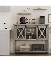 gaomon Buffet Cabinet 46.5" Large Buffet Sideboard Cabinet with Sliding Barn Doors