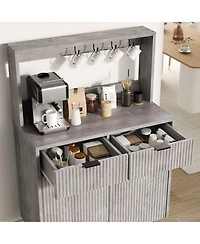 Gaomon Fluted Sideboard Buffet Cabinet with Storage, Modern Coffee Bar Cabinet with 2 Drawers & Adjustable Shelves