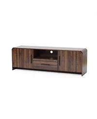 LuxenHome Mid-Century Walnut Finish 2-Door 1-Drawer Tv Console, Engineered Wood Entertainment Stand with Storage
