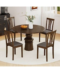 Costway Dining Chairs Set of 2 Linen Fabric Dining Room Chairs with Hollowed Backrests