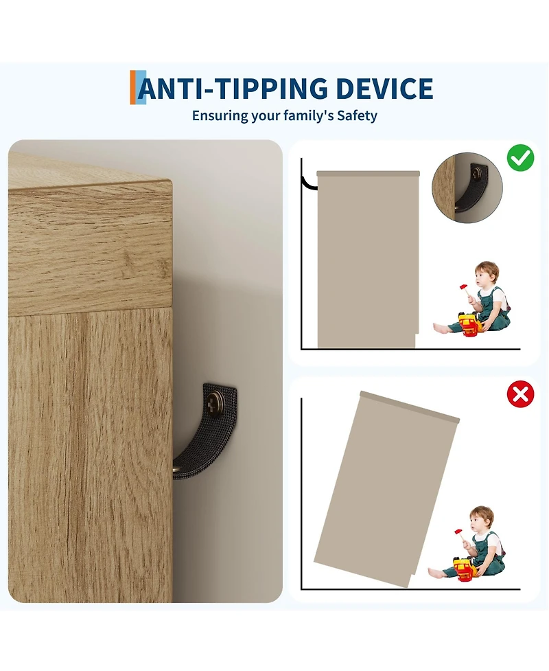 gaomon 43.3'' Small Wardrobe Closet, Wardrobe Cabinet with Door, 4 Drawers and Handing Rod, Wooden Clothes Cabinet 4 Drawer Dresser