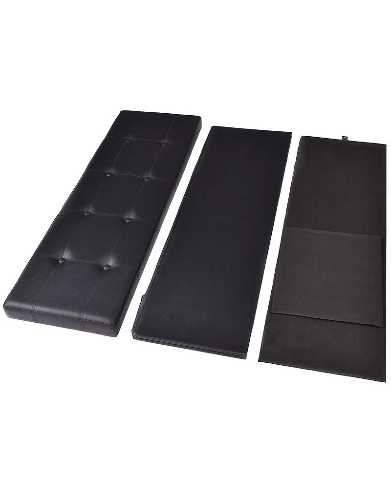 Costway 45''x15''x15'' Large Folding Storage Faux Leather Ottoman Pouffe Box Stool