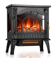 Cowsar Freestanding Electric Fireplace Stove with Realistic Flame, 5100 Btu Electric Fireplace Heater with Retro Design, 1000W/1500W