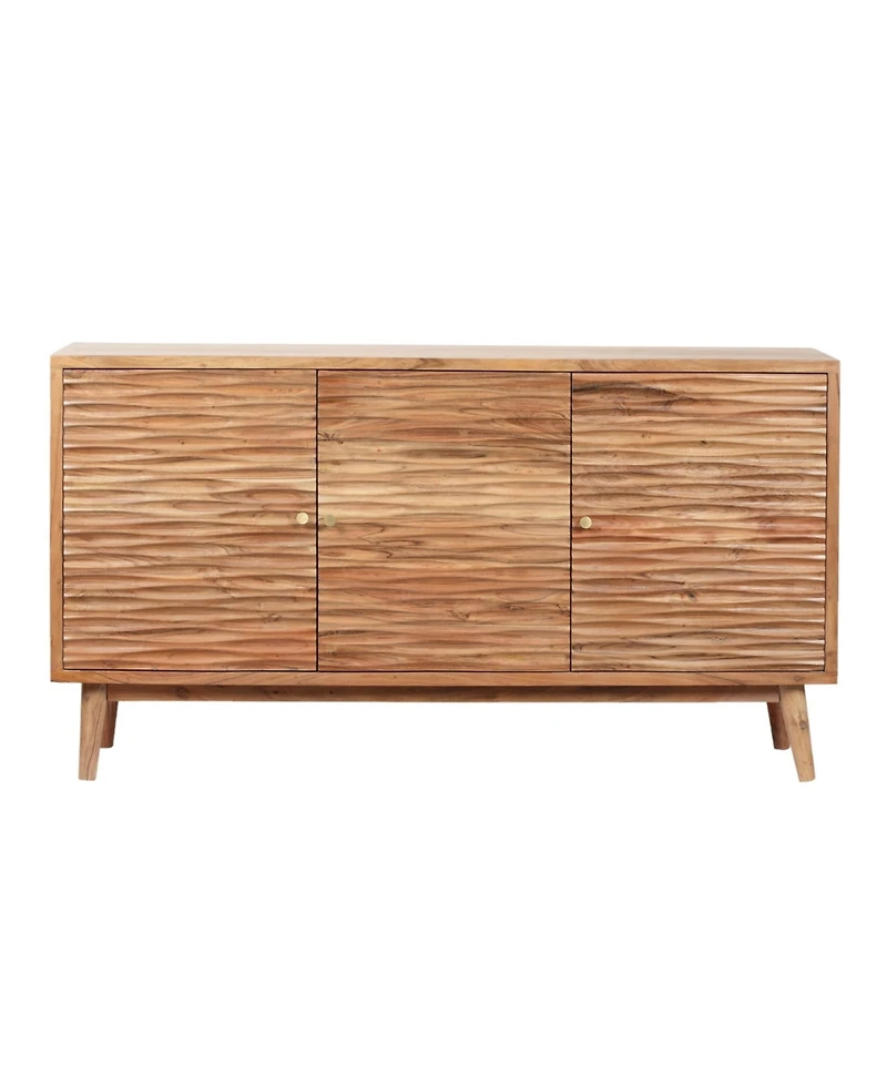 Lovmor Bohemian Style Sideboard with 3 Doors Handcrafted Mango Wood Acacia Frame