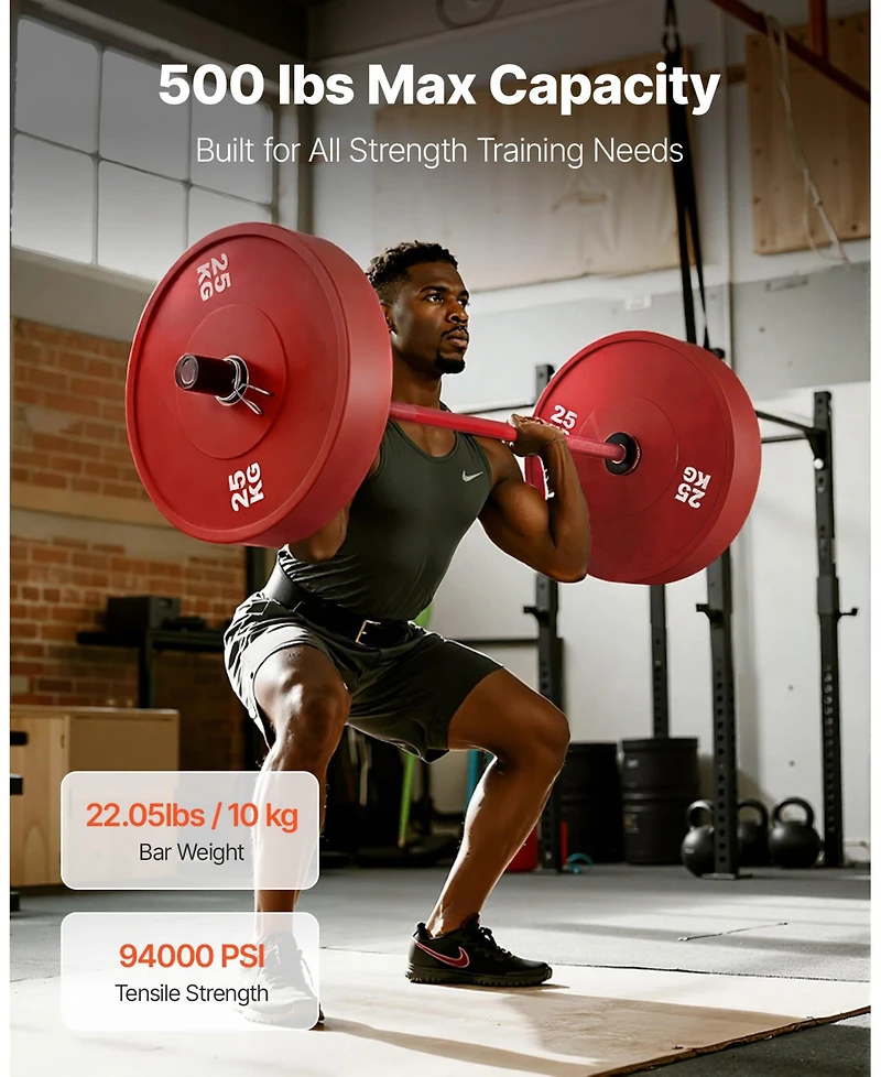 Sugfit 4FT Barbell Bar 2-Inch Olympic Weight Bar Knurled Grip 550 Lb Capacity