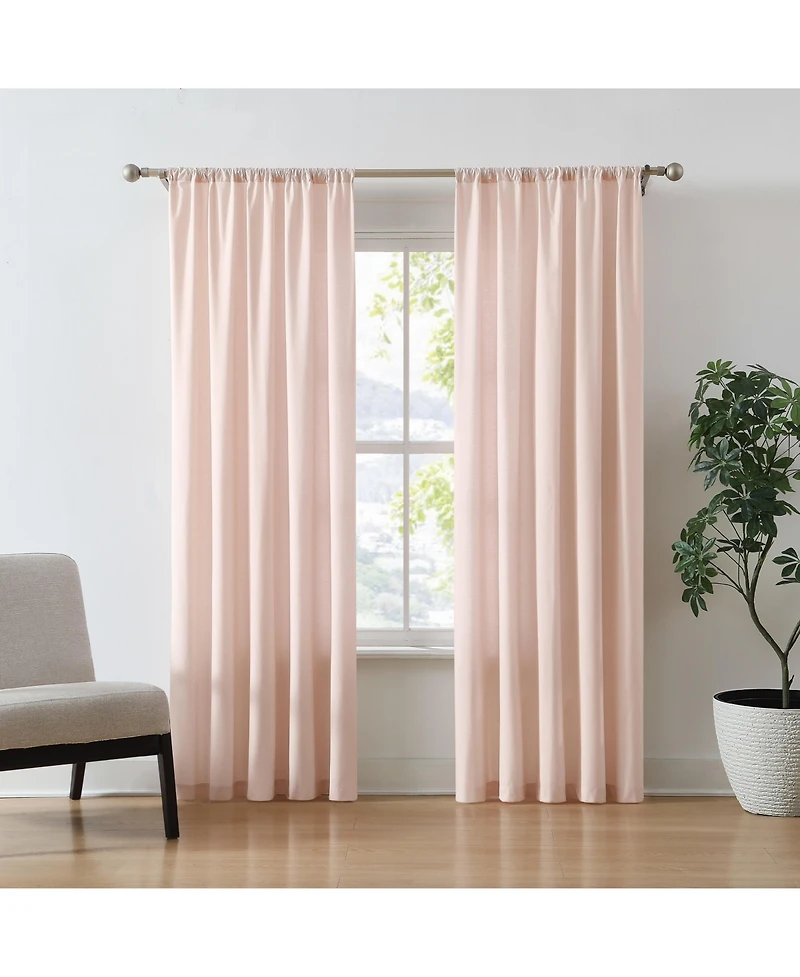 Brooklyn Loom 100% Cotton 200 Thread Count Percale Drape Pair 2 Piece Window Curtain