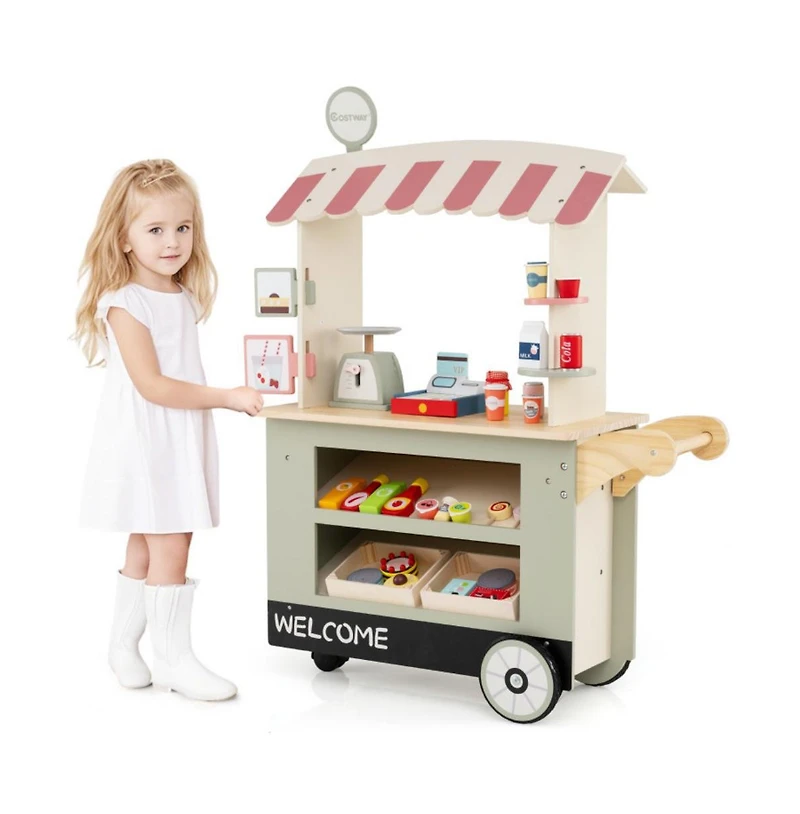 Kids Toy Cart Playset with Pos Machine and Scale