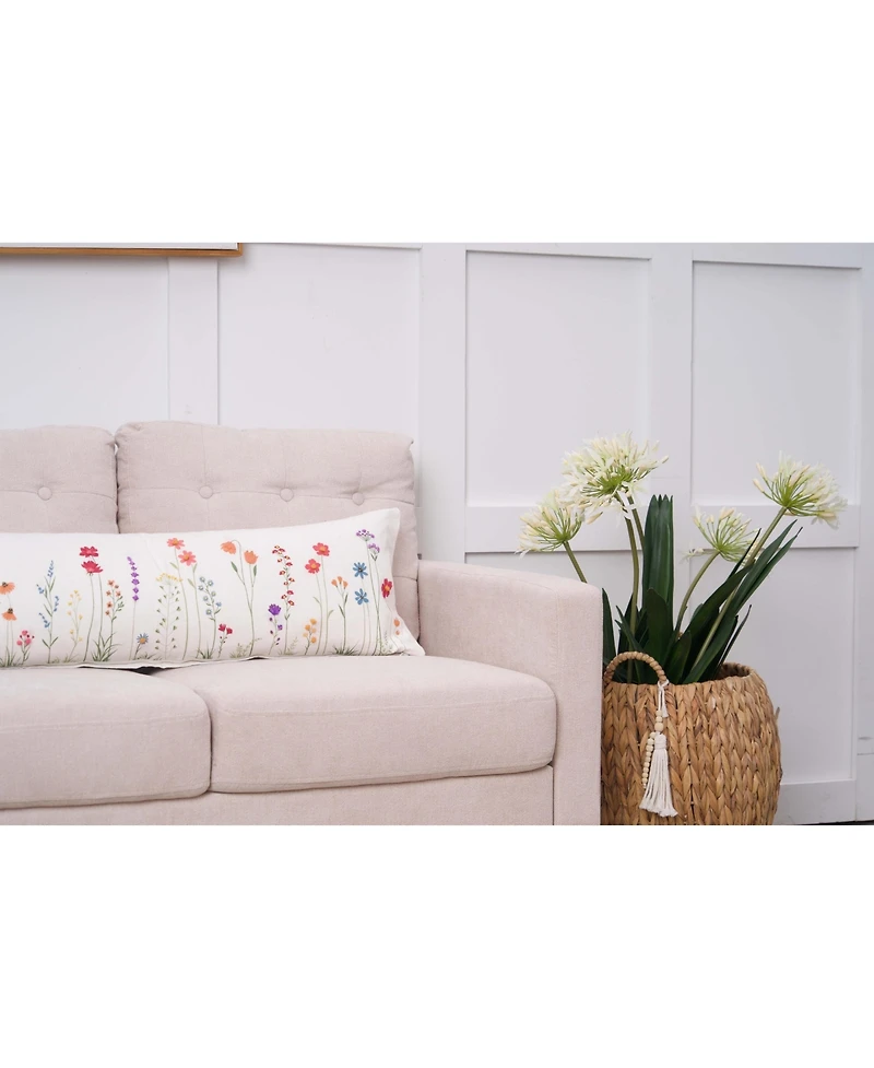 C&F Home Botanical Field Elongated Embroidered Throw Pillow, 12" x 36