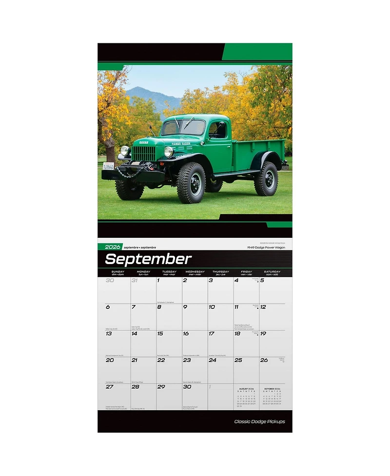 BrownTrout Classic Dodge Pickups 2026 Monthly Wall Calendar, 12" x 24", Hanging, Foil-Stamped Cover, Plastic-Free