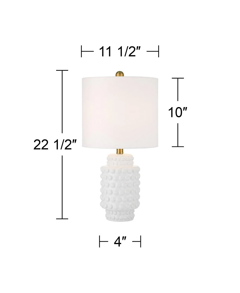 360 Lighting Hobnail 22 1/2" High Small Modern Accent 3-Way Table Lamps Set of 2 White Ceramic Living Room Bedroom Bedside Nightstand