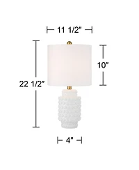 360 Lighting Hobnail 22 1/2" High Small Modern Accent 3-Way Table Lamps Set of 2 White Ceramic Living Room Bedroom Bedside Nightstand