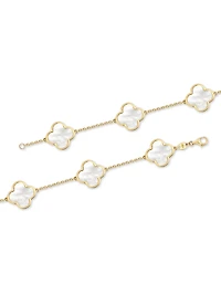 Devata Mother of Pearl Clover Bracelets in 14K Gold, in