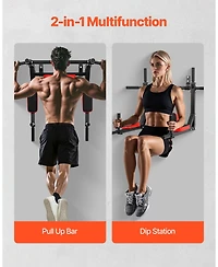 Mecale Multifunctional Pull Up Bar, Wall-Mounted Chin Up and Dip Station for Home Gym, 440 lb Capacity